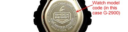 Casio G-2900 watch case showing watch model number