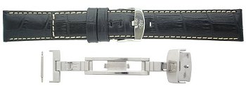 Leather Watch Strap and Deployment Clasp